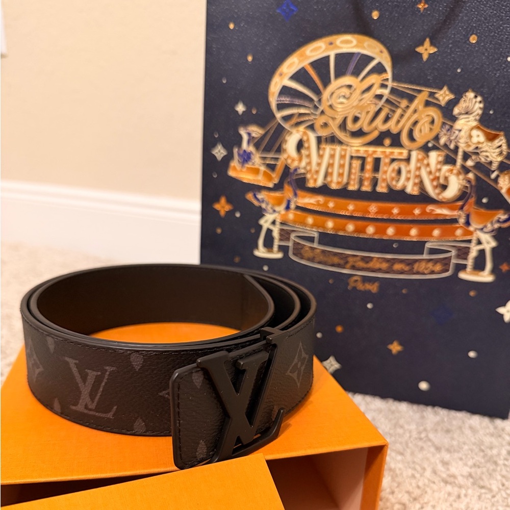 Louis Vuitton LV Initiales 40mm Matte Black Belt - Size 34